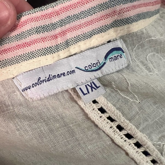 Colori di Mare Beachwear Embroidered & Lace Detail Cover Up Tunic Top L/XL - Picture 3 of 5